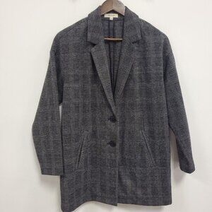 Madewell Womens Glen Plaid Knit Oversized Blazer Size S Black Long Dark Academia